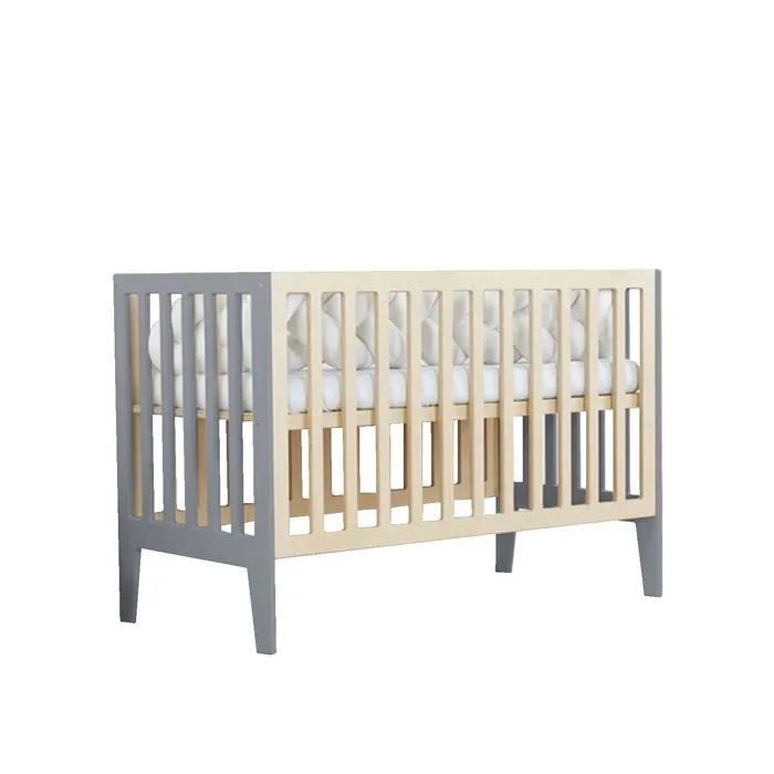 Lit bébé KIPPY 60 x 120 gris et verni-0