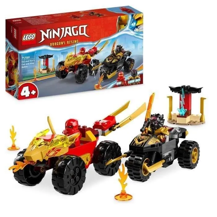 LEGO® NINJAGO 71789 Le Combat en Voiture et en Moto de Kai et Ras, Jouet Enfants Dès 4 Ans-0