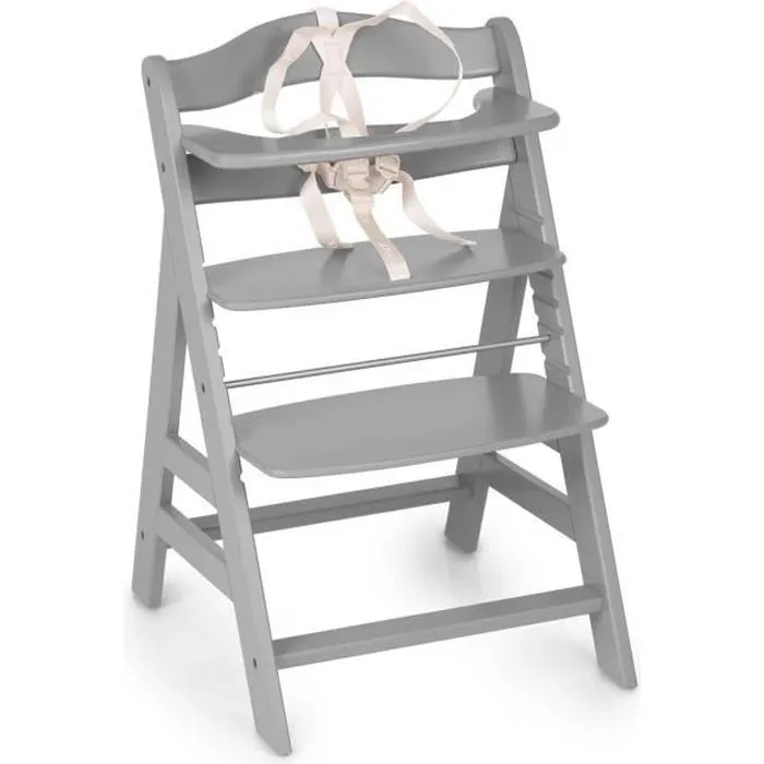 HAUCK Chaise Haute en Bois pour bébé Évolutive Alpha + / grey-0