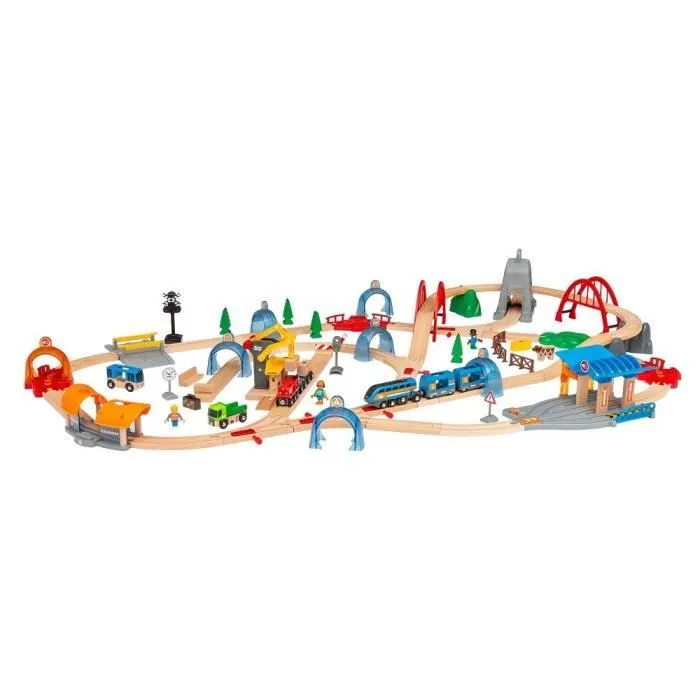 Circuit de train en bois BRIO World Circuit Smart Tech Sound Deluxe - Ravensburger - 91 pièces - Dès 3 ans-1