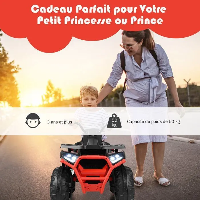 COSTWAY Quad Électrique 12V pour Enfants 3+ Ans, avec LED et Musique, 4 Roues Antidérapantes, pour Différents Terrains, Rouge-3