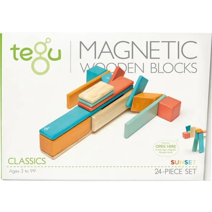 TEGU Sunset 24 Pièces - Blocs de bois aimantés - Jeu de construction-0
