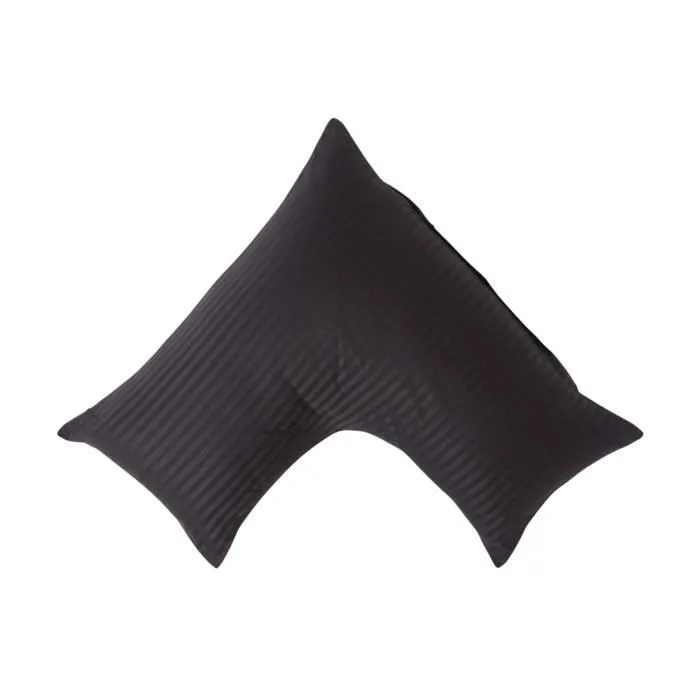 Taie d'oreiller spécial oreiller cervical en coton égyptien 330 fils Forme V noir-0