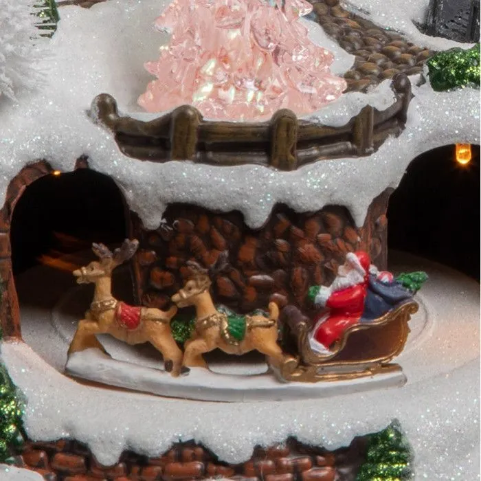 Déco Noël chalet à la montagne piles lumineux animé-3