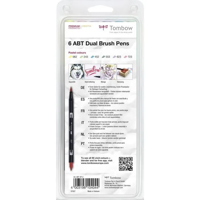 TOMBOW Assortiment de 6 feutres ABT -Couleurs pastelles.-1