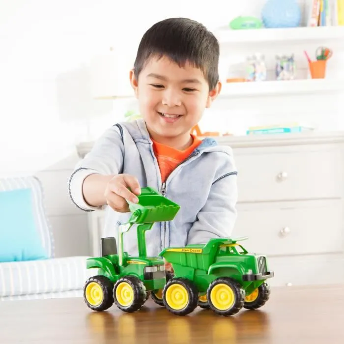 Camion Benne Tracteur JD - John Deere - Jouet Enfant - Vert - Coffret Mini Véhicules à Roues Libres-1