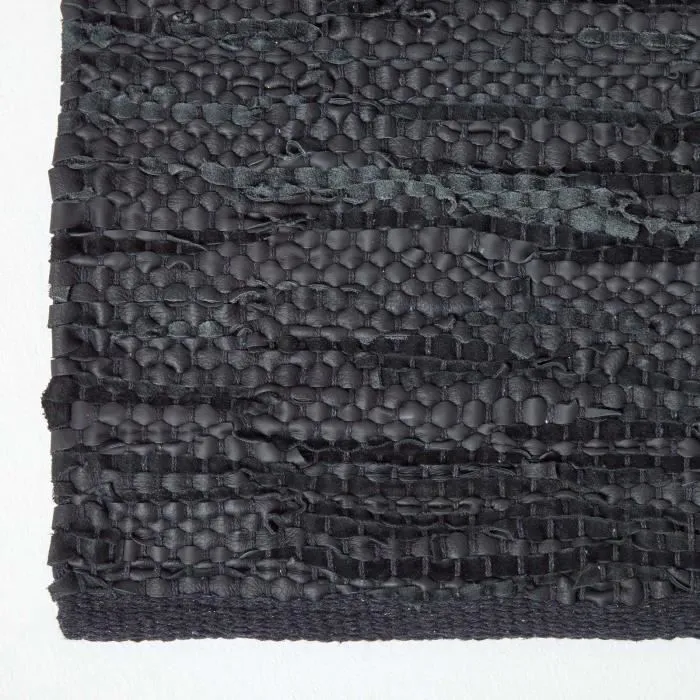 Tapis cuir Denver tissé Noir 120 x 180 cm-2