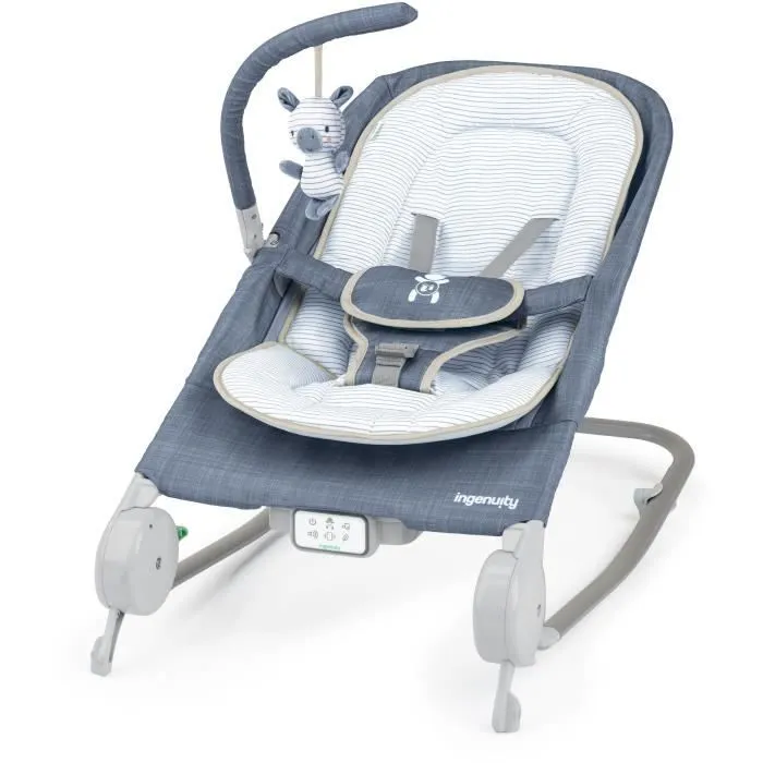 INGENUITY Transat Happy belly - Chambray, Position fixe ou à bascule, Pliage ultra-compact avec sac de rangement fourni-0