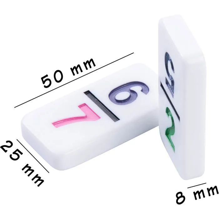 Engelhart - 250125 - Dominos Chiffres de qualité premium - Version Double 9 - 2-4 joueurs -55 Dominos de 8 mm - Jeu de domino facile-2