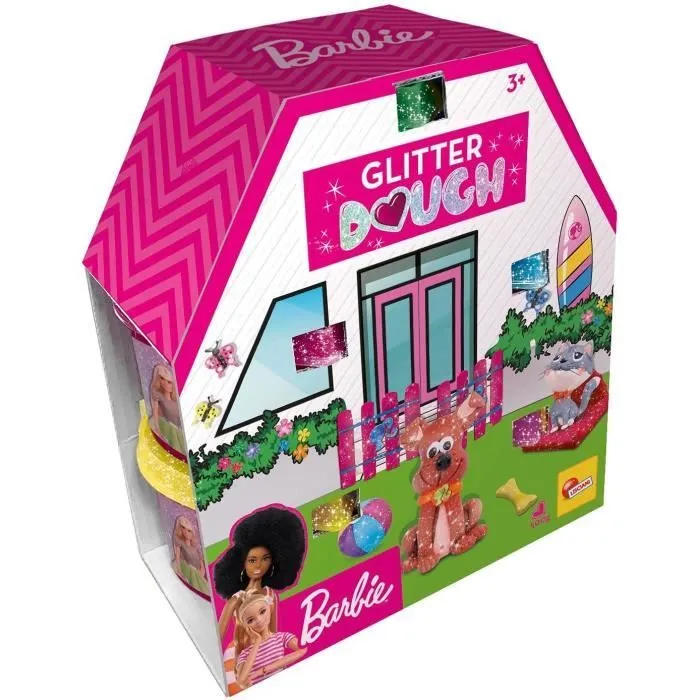 Pâte à modeler - BARBIE - Multipack 5 Pots - Pâte à paillettes - Moules en forme de cœur - Créativité-0