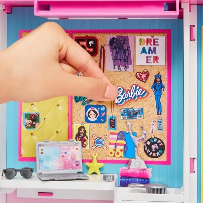 BARBIE - Barbie et son Dressing de Luxe - 4 habillages complets + de 25 accessoires - Rose-3