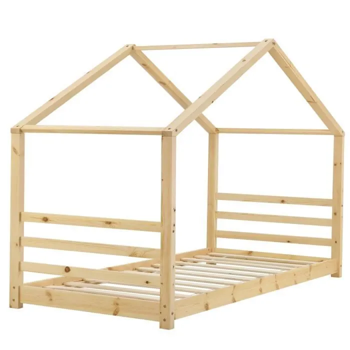 Lit d'enfant Vardø Bois Naturel 206x98x142cm-3