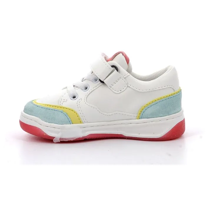 KICKERS Baskets basses Kouic Blanc bleu clair rose-3