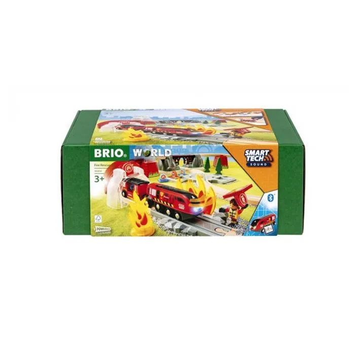 Circuit de train en bois - BRIO - 36004 - Smart Tech Sound - Thème pompier - 14 pièces-1