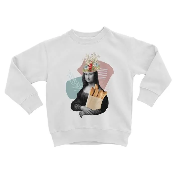 Sweatshirt Enfant La Joconde Boulangerie Parodie Collage Art Surréalisme France-0