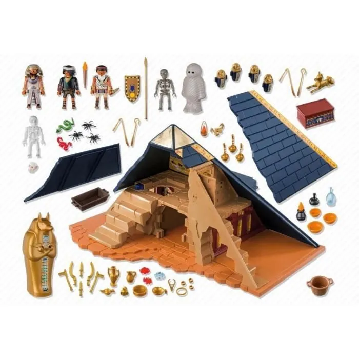 PLAYMOBIL History - Pyramide du Pharaon - Contient 3 personnages et des accessoires - Mixte - A partir de 4 ans-3