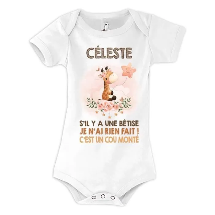 Body bébé - Céleste - Cou Monté Girafe - 100% coton - Oeko-Tex - Mixte-0