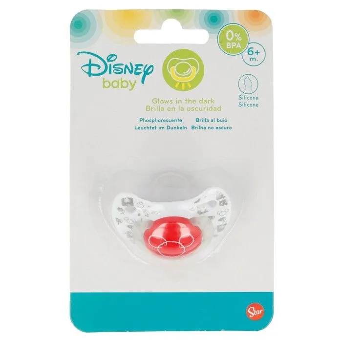 Mickey Mouse - Tétine en silicone de forme anatomique 6 m + (brille dans le noir) (rouge)-0