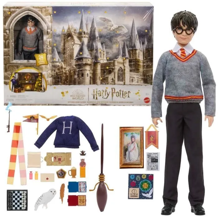 Calendrier de l'Avent Harry Potter poupée Harry + accessoires décorations vêtements fond 25 articles-0