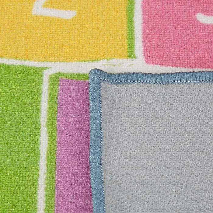 Relaxdays Tapis de marelle, 180 x 70 cm, 10 cases, à poils courts, dessous caoutchouté, jeu éducatif, multicolore-5