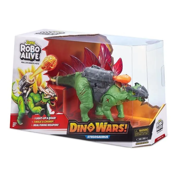 Dino Robotique - ZURU - Dino Wars Stegosaurus - Stégosaure Robo Alive avec armure, plaques lumineuses et pistolet-1