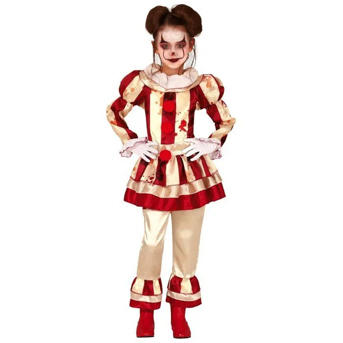 Déguisement Clown Halloween Fille - NO NAME - Clown - Rouge - Polyester - Enfant-0