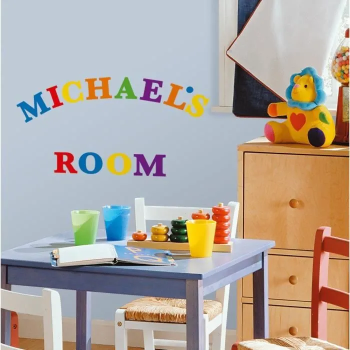 Stickers - ROOMMATES - Alphabet Multicolore - 73 pièces - Repositionnables - Vinyle-2