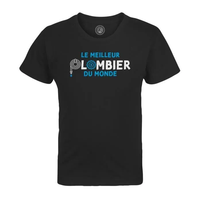 T-shirt Enfant Noir Le Meilleur Plombier du Monde Chauffage Plomberie Construction Ouvrier-0