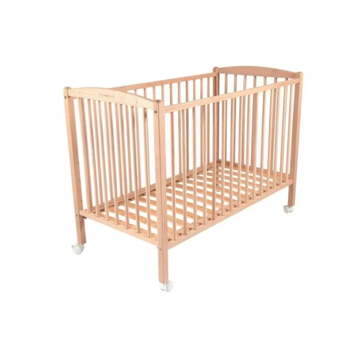 Lit bébé évolutif en bois Combelle - Modèle Arthur - 60x120cm - Hauteur réglable - Roulettes-2