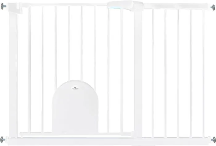 YUENFONG Barrière de Sécurité d'escalier, sans perçage, avec porte pour animaux de compagnie, largeur de 105 à 115 cm, blanche-0