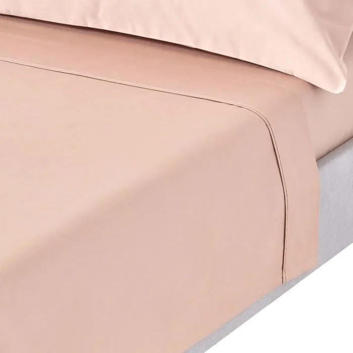 Drap plat uni 100% satin de coton égyptien 1000 fils coloris Beige Taupe 240 x 275 cm-0