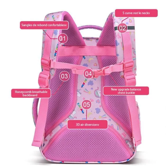 Cartable Fille Sac à dos Primaire Enfant - Sac de rentrée scolaire - 37*24*12cm-3