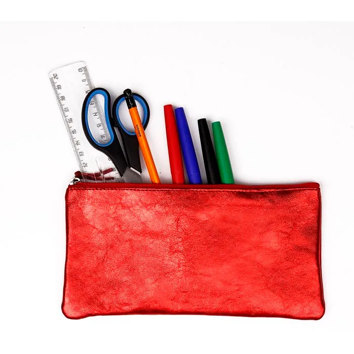 Trousse - CLAIREFONTAINE - Cuirisé rouge - Cuir d'agneau - 22 x 11 cm - Femme-1
