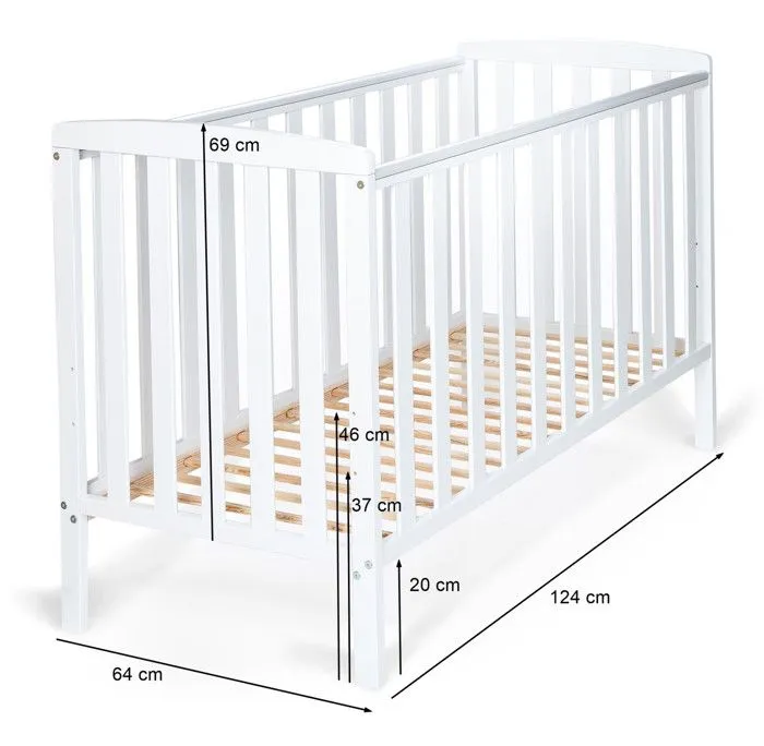 Lit Bébé Monkey en bois naturel style scandinave 120x60cm : Confort et Originalité pour les Tout-Petits - Blanc-3
