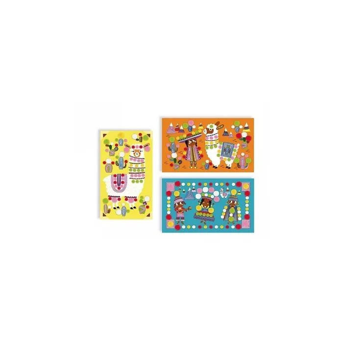 Set créatif pompons Lamas - JANOD - Activité créative pour enfant - Multicolore Jaune - 22x4x13cm-1