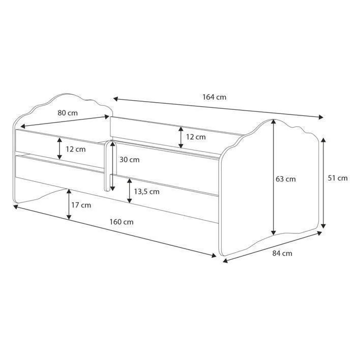 Lit enfant pour une fille FALA 160x80 cm +SOMMIER+MATELAS-5