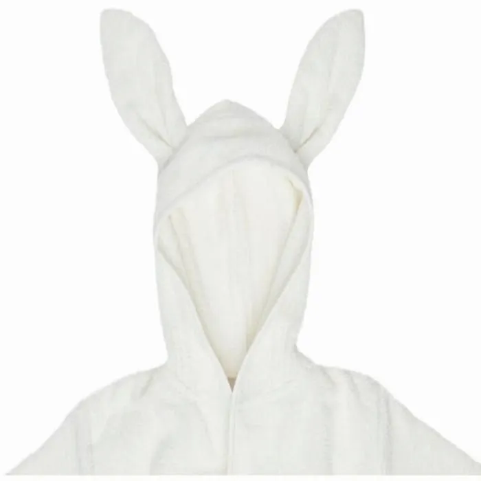 Peignoir enfant coton 3-4 ans Ivoire avec capuche et oreilles-2