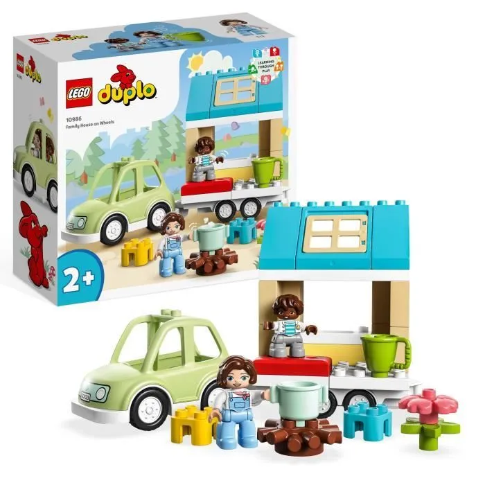 LEGO DUPLO Ma Ville 10986 La Maison Familiale sur Roues - Jouet Éducatif avec Voiture et Briques-0