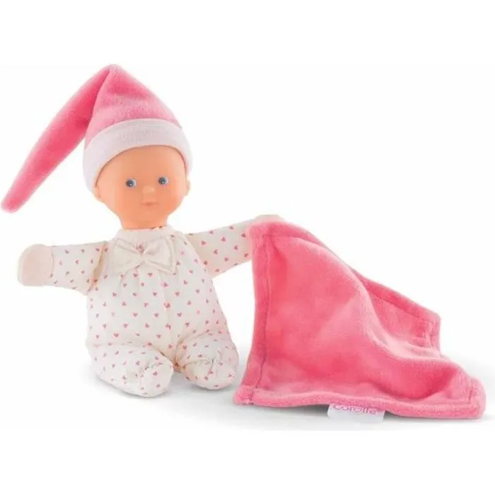 Doudou Minirêve Cœur de Rose - COROLLE - 16cm - visage en vinyle rassurant et senteur de vanille réconfortante-0