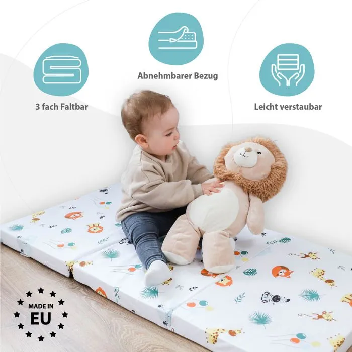 Matelas lit de voyage 60x120cm pliable - TOTSY BABY - Safari - Mixte - Jaune - 5 cm-2