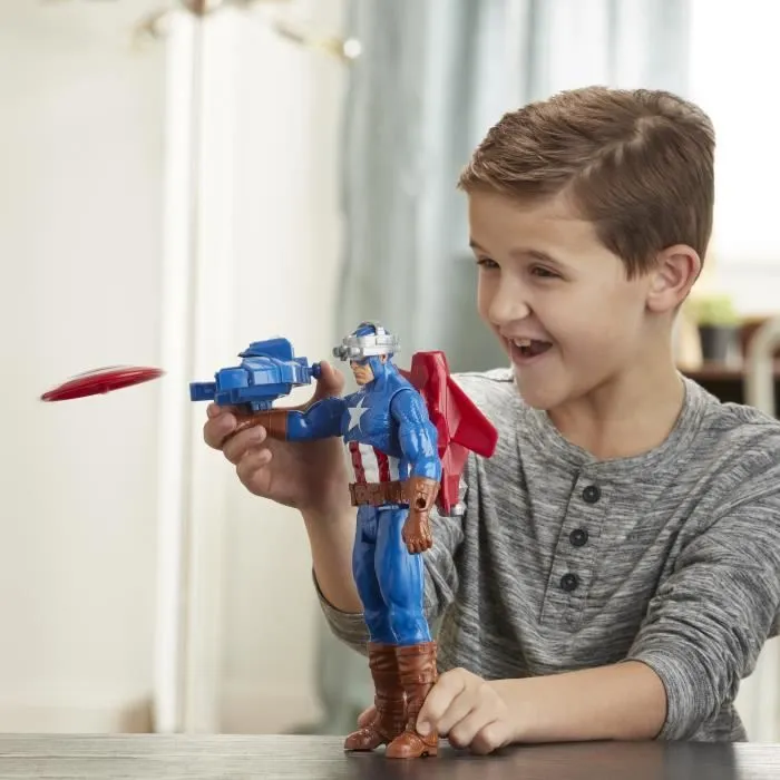 Figurine Captain America Titan Hero Blast Gear AVENGERS - 30 cm - Lanceur et projectiles - dès 4 ans-2