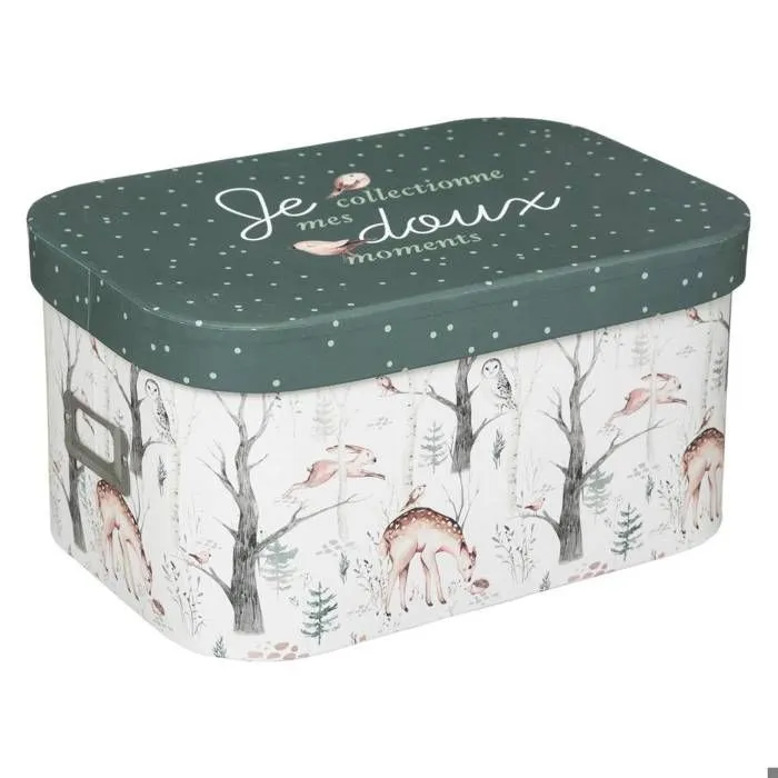 Boites de rangement en carton déco les animaux de la forêt - ATMOSPHERA - Lot de 3 - Multicolore - Vert-2