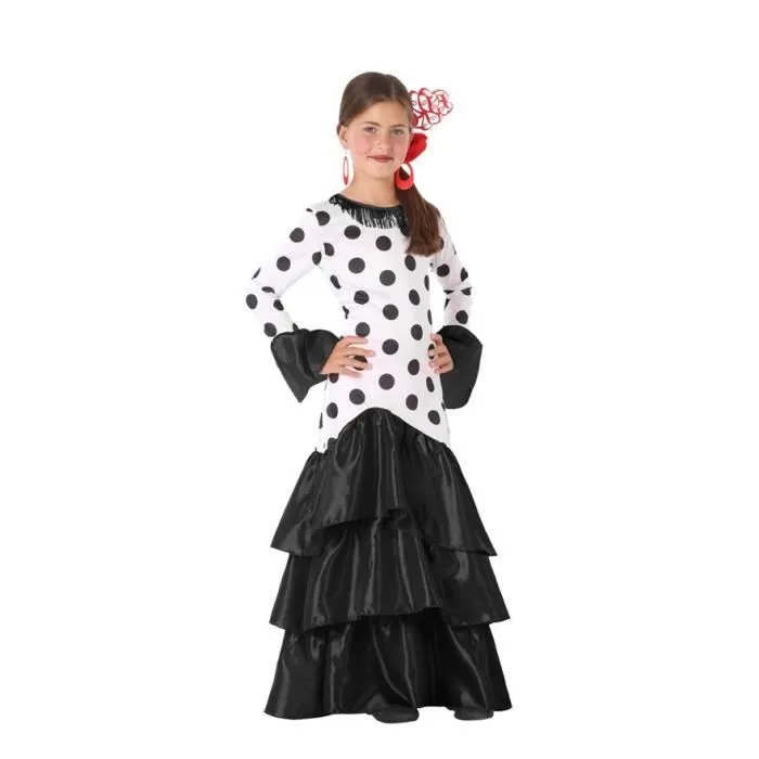 Déguisement flamenco - ATOSA - Noir à pois - Fille - 3-4 ans - 1 robe incluse-0