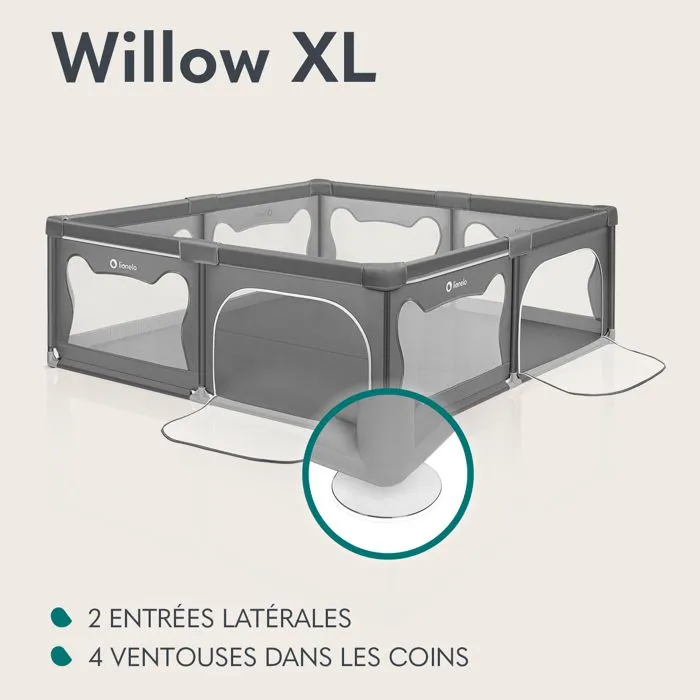 Parc Bébé LIONELO Willow XL - 207x187 cm - Côtés en maille - Grand terrain de jeu de sécurité - Grille de protection - Beige-4