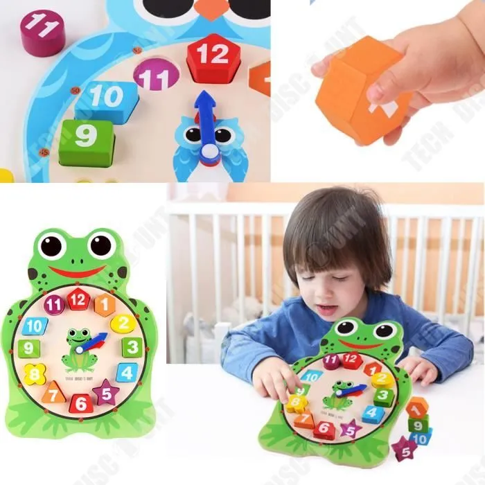 TD® Horloge en grenouille pour enfants montre chiffre grenouille accessoire de jeu ludique apprentissage horaire amusant-2