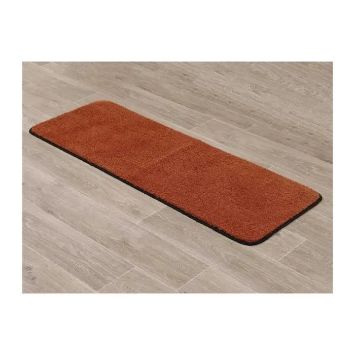 TENDANCE - Grand Tapis de salle de bain Terre de Sienne en Microfibre Confort et Doux 45 x 120 cm-1