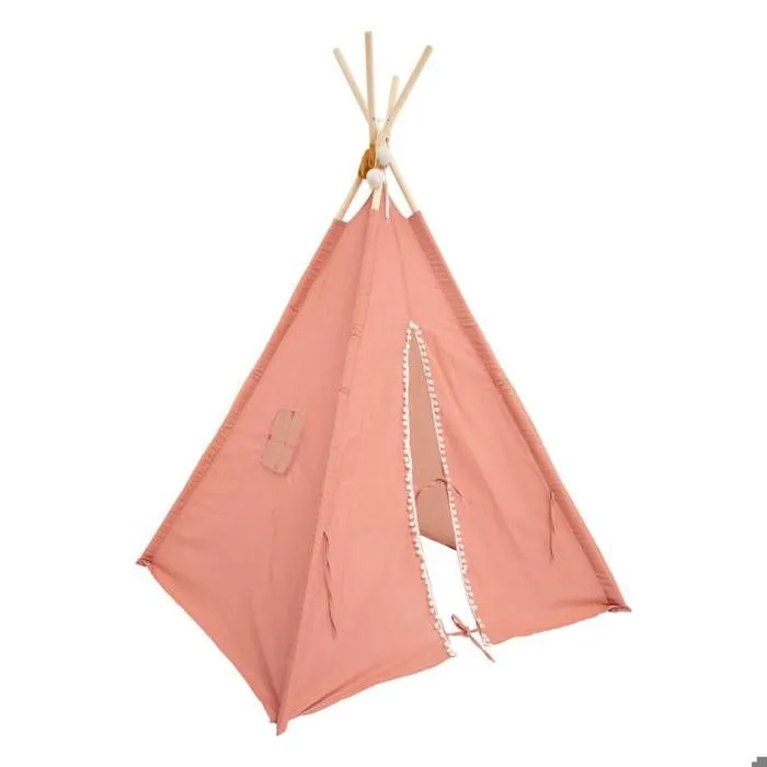 Tipi enfant "Wapi" - coton et peuplier - rose terracotta - Rose - Atmosphera createur d'interieur-0
