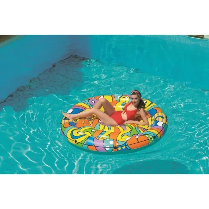 Île Gonflable - BESTWAY - Pop Art - Ø188 cm - Multicolore - PVC-1