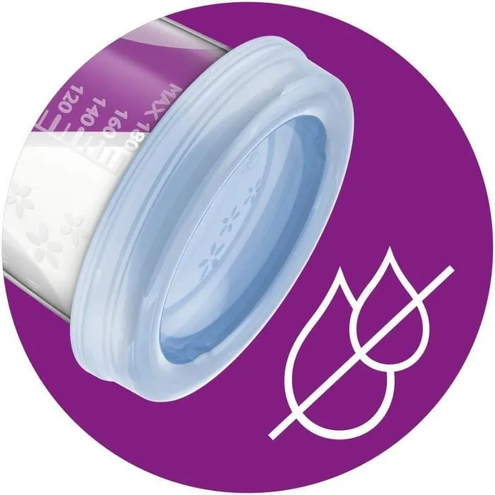 Pots de conservation - PHILIPS AVENT - Lait maternel - 10 pots 180ml + 2 adaptateurs-2
