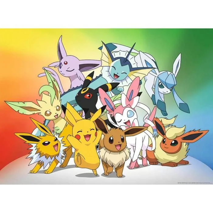 Puzzle 150 pièces : Pokémon : Evoli et ses évolutions-2
